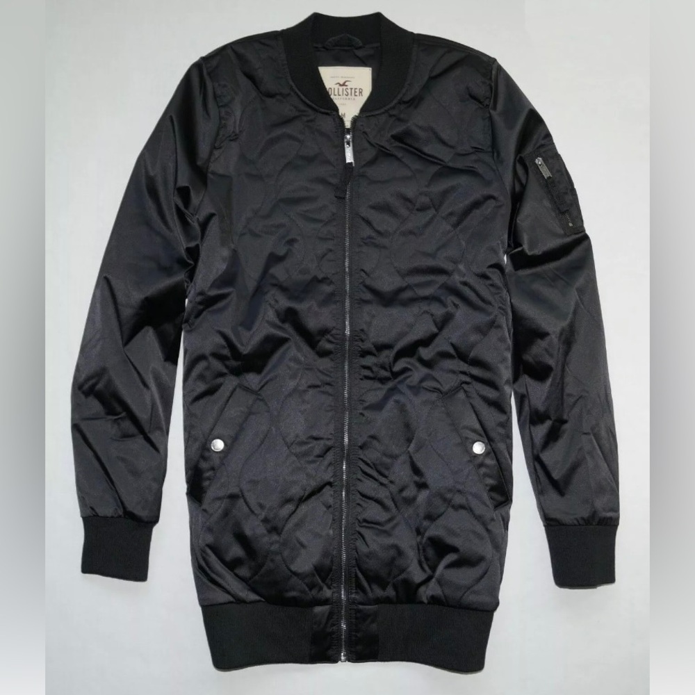 New Hollister Women's Long Bomber Jacket Coat Size Medium